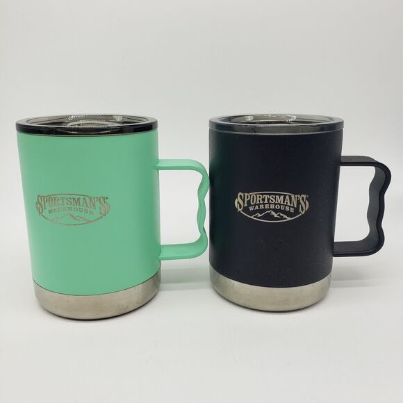 Set of 2 Sportsman’s Wearhouse‎ Stainless Steel Insulated Travel Mugs w/Lids - Picture 1 of 9
